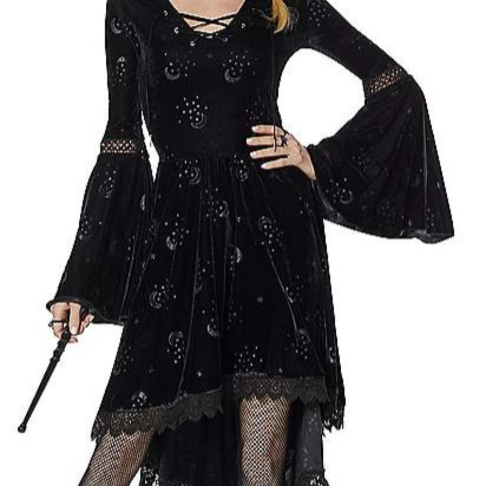 Celestial Coven Hooded Velvet Dress